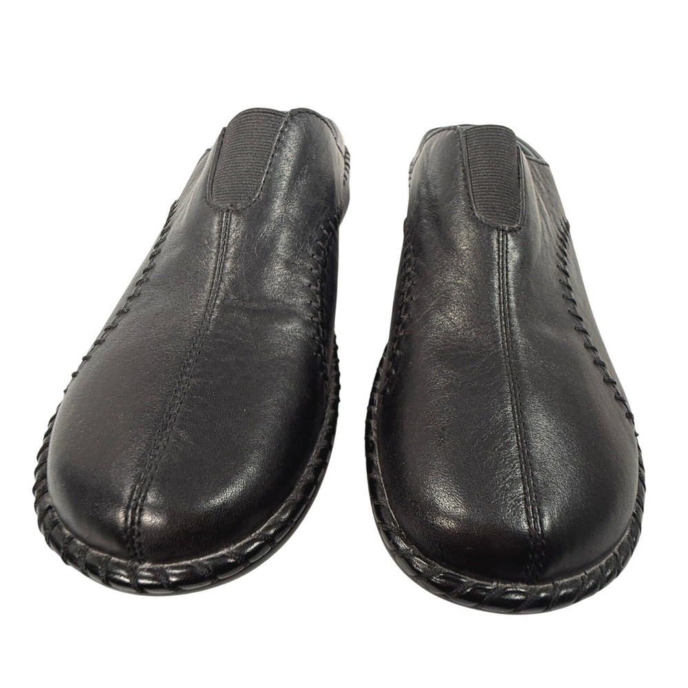 Propet Womens W0271 Black Leather Slip On Mule Clog Shoes Size 10 N Narrow